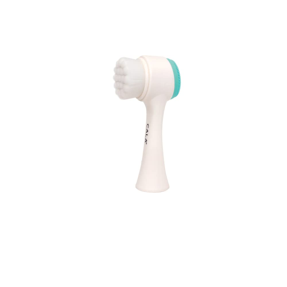CALA Dual-Action Facial Cleansing Brush (Mint), Superfine Soft Bristles Deep Clean Pores, Removes Oil, Dirt, Makeup + Sunscreen, Water-Resistant for Shower Use, All Skin Types