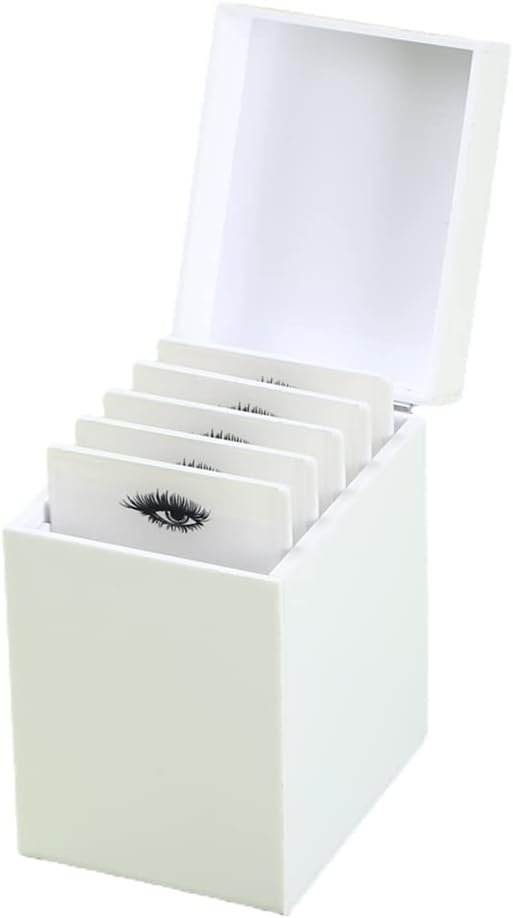LIXIMMAZN 5 Layers Acrylic Eyelash Storage Box, Makeup Eyelashes Extension Close-Packed Display with 5 Pallets, Grafting False Eyelashes Glue Pallet Holder Display Organizer (5 Layers White)