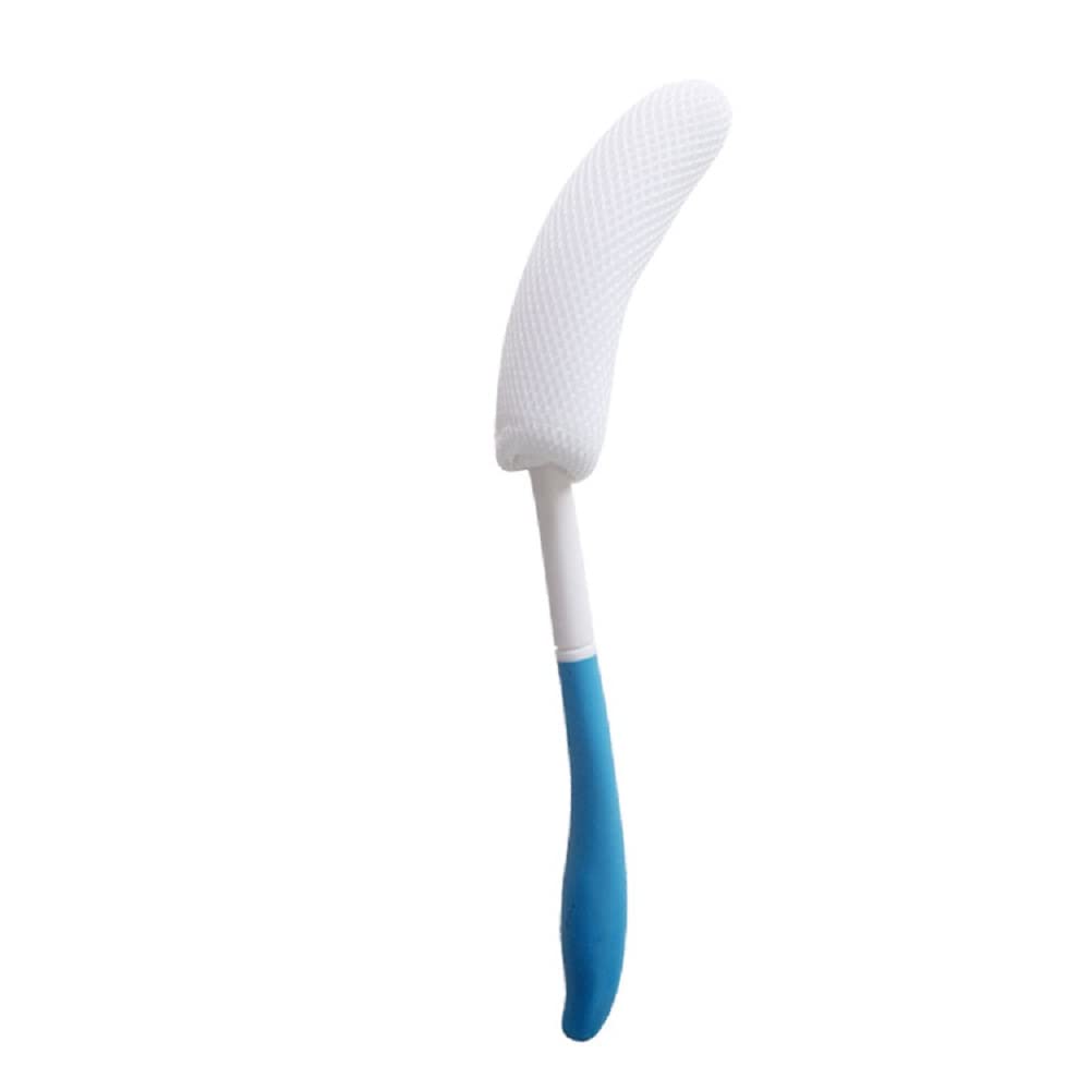 Shuiniba Body Back Bath Brush, Curve Long Handle Mesh Bag Sponge, Replaceable Scrubbing Brush, Exfoliating Skin Shower Brush, Length 15.35 Inch/39cm