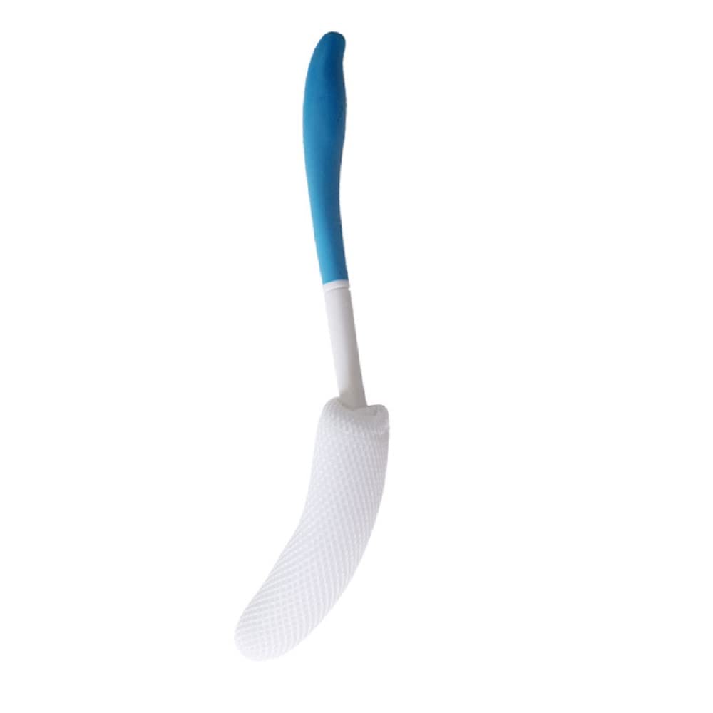 Shuiniba Body Back Bath Brush, Curve Long Handle Mesh Bag Sponge, Replaceable Scrubbing Brush, Exfoliating Skin Shower Brush, Length 15.35 Inch/39cm