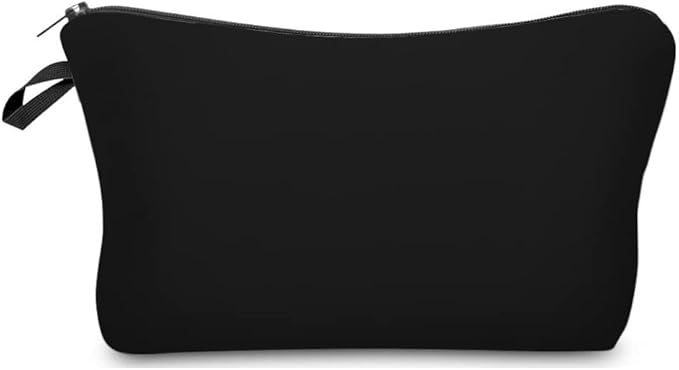 Deanfun Makeup Case Small, Cosmetic Zipper Bag Waterproof for Purse Mini, Women Cute Traveling Accessories Pouch for Ladies Thanksgiving Christmas Gifts(Solid Black D2-51705) 8.65" x 5.35" x 0.78"