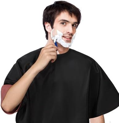 Short Barber Cape, Waterproof Nylon Salon Hair Cutting Cape, Makeup Artist Cape for Hair Dye, Comb-out, Styling, Shampoo (2 Pcs, Black)