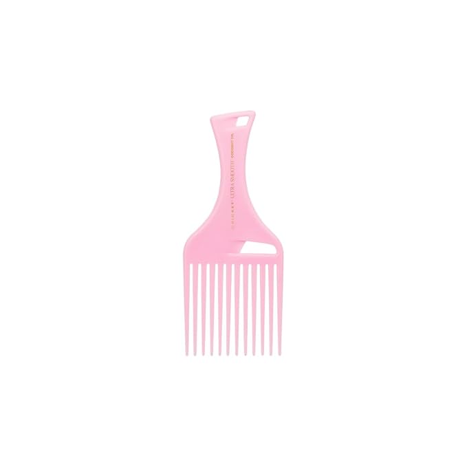 Cricket Ultra Smooth Coconut Hair Pick Comb - Infused with Coconut Oil & Keratin for Frizz-Free Shine, Volume Boost, and Gentle Detangling – Ideal for Curly, Thick, and Textured Hair - Pink