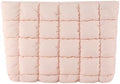 HFLZBRO Puffy Quilted Makeup Bag for Women, Cosmetic Bag, Travel Toiletry Organizer Pouch Clutch (pink)