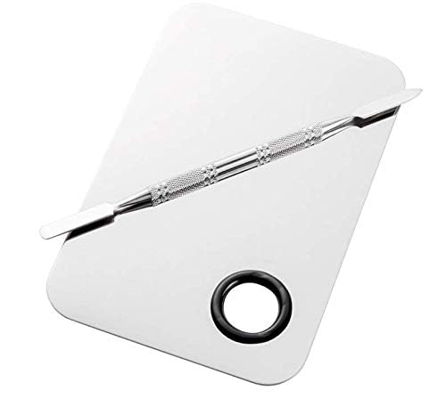 Sinen Professional Stainless Steel Makeup Palette Cosmetic Palette with Spatula Tool For Nail Art Eye Shadow Eyelash Makeup Professional Pigment Blending（6 x 4 Inch Sliver）