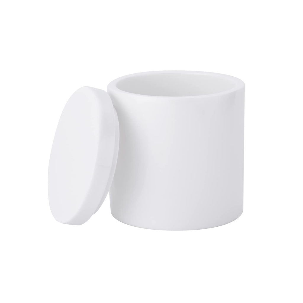 Rzoeox Cotton Swab Holder with Lid, White Qtip Holder Bathroom, Resin Cotton Ball Canister Jar Cosmetics Makeup Countertop Organizer Containers Canister Apothecary Jar