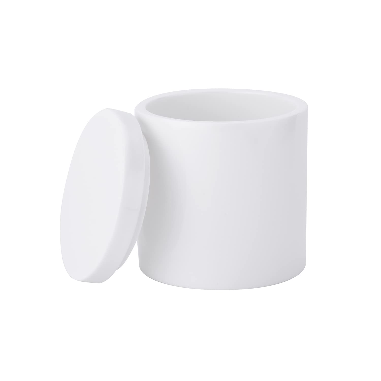 Rzoeox Cotton Swab Holder with Lid, White Qtip Holder Bathroom, Resin Cotton Ball Canister Jar Cosmetics Makeup Countertop Organizer Containers Canister Apothecary Jar