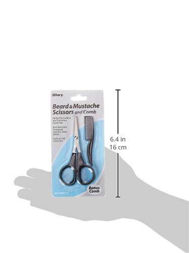 Allary Men's Beard and Mustache Scissors, Mini Comb Trimming Kit
