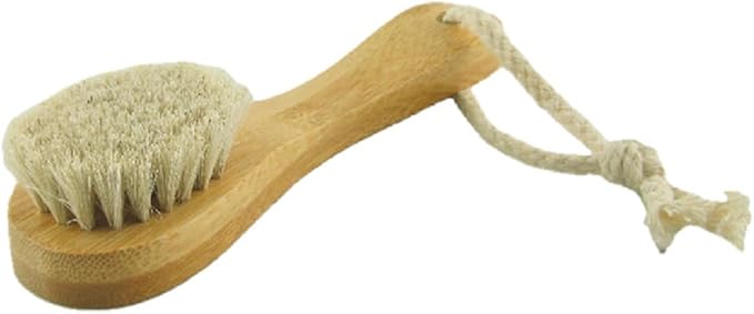 HiKin 2 Pack 6" Bamboo Handle Dry Facial Cleansing Brush with Natural Soft Horsehair Bristles, Face Brush Cleanser Skin Care Exfoliating Brush Scrubber.