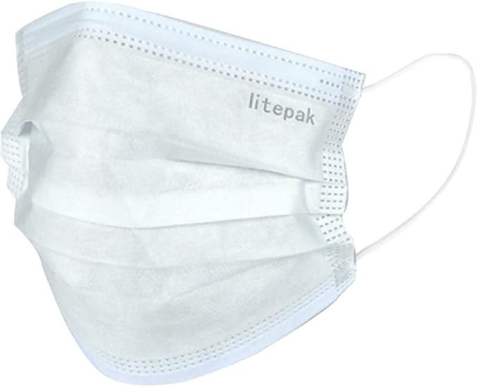 Litepak 500pcs Premium Disposable Face Mask SOFT 3ply Nose Wire - White