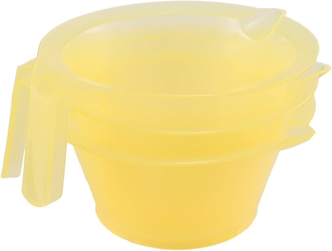 KALLORY Hair Dye Bowl 3-Pack with Handle 6.10X5.31X2.75In Sturdy Plastic Hair Color Mixing Cups for Diy Coloring Salon and Home Use Easy to Clean