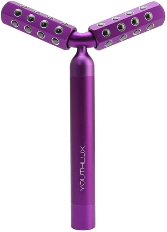 YOUTHLUX Revolution Roller - Germanium Stone Uplifting Beauty Facial Massage Tool/Wand Face Roller for Skin Tightening/Firming, De-Puffing, Anti-Aging (Purple)