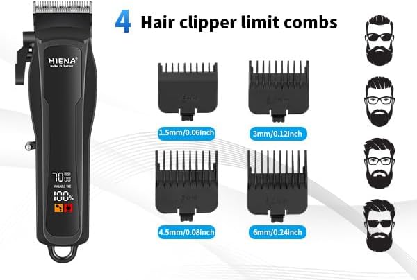 HIENA PRO Professional Hair Clipper Set for Men, Cordless Barber Clippers Set and Trimmer Kit, USB Rechargeable Electric Beard Trimmer Foil Shaver & Men's Facial Grooming Tool Kit, Gifts for Men