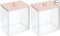 mDesign Plastic Rectangle Apothecary Canister - Organizer for Bathroom Vanity Countertop Shelf Decor - Holds Cotton Swabs, Soap, Makeup, Bath Salts - Lumiere Collection - 2 Pack - Clear/Light Pink