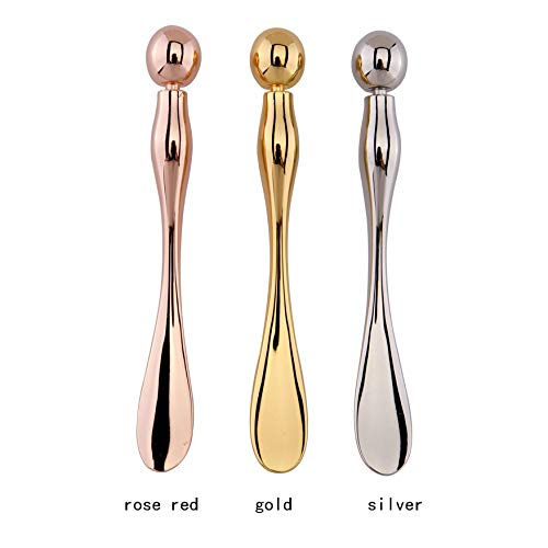 luzen 2Pcs Alloy Metal Eye Cream Applicator Wand Stick Mask Spatula Face Mask Eye Cream Massager Tool for Facial Massage, Reduce Puffiness, Cosmetic Beauty Tools (2 Styles), Rose Gold