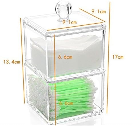 Kamay's Transparent Cotton Ball Pad Swabs Make Up Pads Dispenser Holder Organizer Container with lid Multifunction Acrylic Cosmetic Makeup Organizer (D)