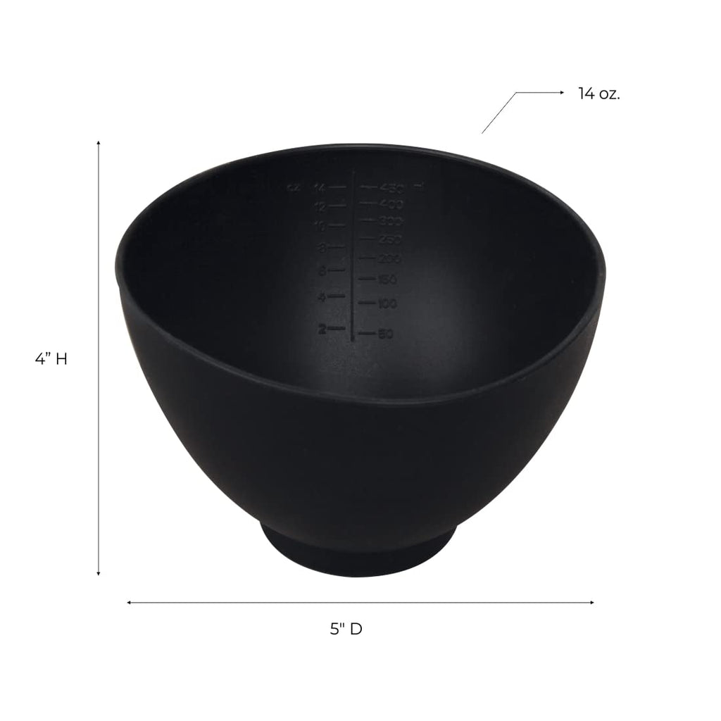 ForPro Professional Collection Silicone Mixing Bowl, Black, Flexible, Odorless, for Mixing Facials, Massage, Body & Other Products, 14 oz
