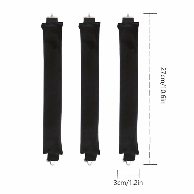 Heatless Hair Curlers for Overnight Curls, No Heat Curl Rods with Hook for Long & Medium Blowout Hair (Black)