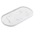 Luxspire 11.4" Oval Bathroom Tray for Countertop Organizer, Marble White