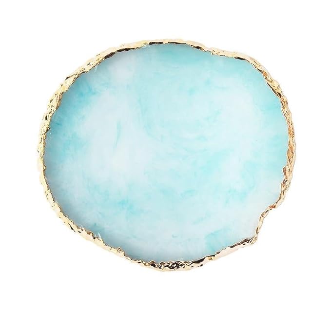 1 Piece of Resin Nail Art Palette Polished Color Mixing Tray Gilded Edge Makeup Display Board DIY Art Painting Tools (White)