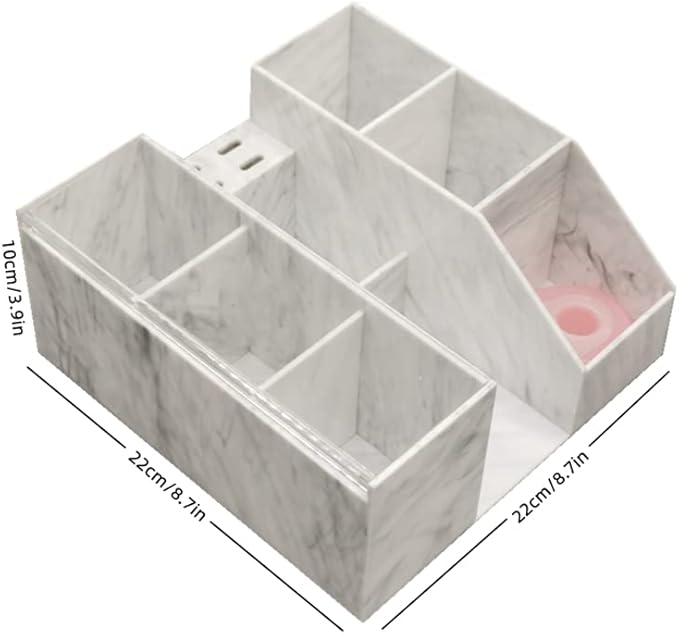 LIXIMMAZN Acrylic Large Capacity Makeup Organizer, Grafting Beauty Extension Supplies Lash Storage Display, Eyelash Storage Case Brush Tweezers Cosmetic Holder (White Marble)
