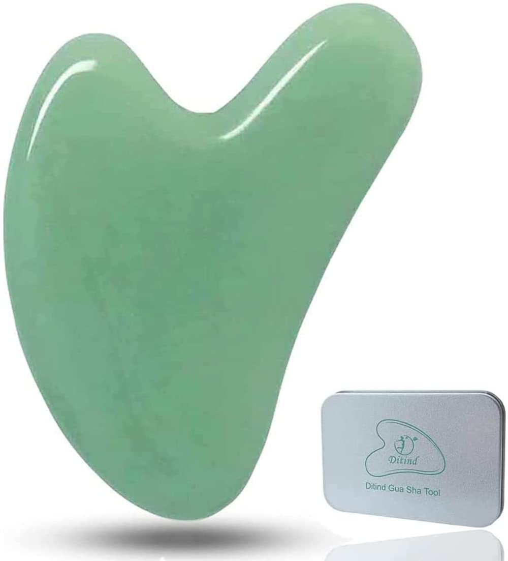 Ditind Gua Sha Facial Tools, Black Obsidian Gua Sha Massage Tool, Natural Jade Guasha Tool for Face and Body Skin Massage. Gua Sha Set for SPA Acupuncture Therapy, Trigger Point Treatment.