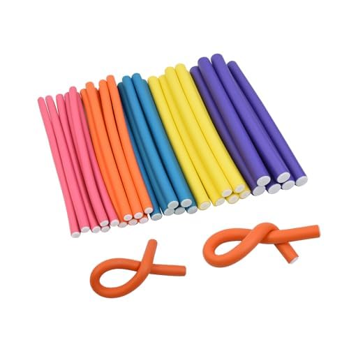 30 Pieces 9.45 Inch Flexible Hair Curling Rods Soft Foam Hair Curlers Rollers No Heat Bendable Curling Rods for Short Medium Long Hair (5 Colors)