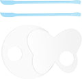 LuckyOpt Makeup Mixing Palette Spatula Set, 2PCS Mini Acrylic Makeup Palette & 2PCS Silicone Skincare Spatula, Cream Foundation Palette for Mixing & Save Cosmetics (Blue,Circle+Butterfly)