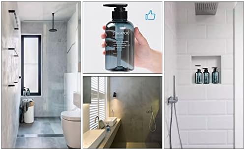 3pcs Refillable Shampoo and Conditioner Bottles, 10oz/300ml Shampoo Conditioner Body Wash Dispenser for Hotel Bathroom, 3pcs Plastic Shampoo Bottles with Pump (Amber)