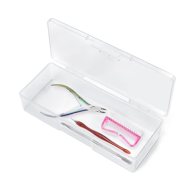 Rolabling Transparent Box Storage Case for Nail Art Equipment Manicure Tool