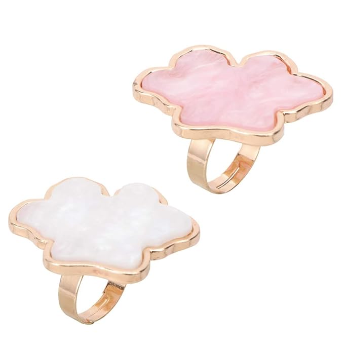 AKOAK Adjustable Mini Nail Ring Tray, Resin Nail Art Gel Makeup Plate Palette, Ring Gel Polishing Mixing Tray DIY Color Plate Nail Art Polishing Paint Plate (Cloud, 2Pcs)