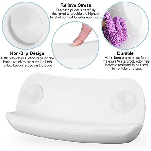 SPA Bath Pillow Non-slip Bathtub Headrest Soft Waterproof Bath Pillows with Suction Cups Easy To Clean Bathroom Accessories (1pc)
