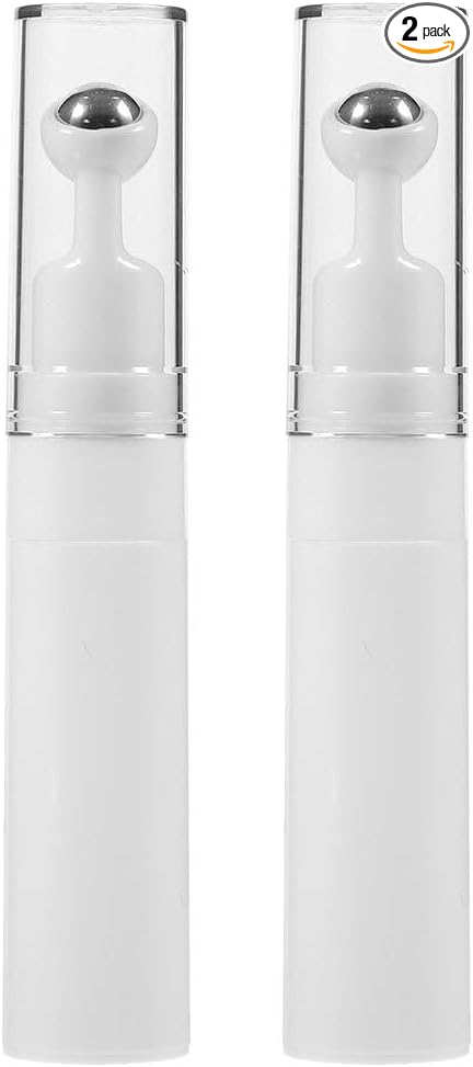 TOVINANNA Eye Cream Container Roller Bottle, 2pcs 15ml Empty Roll On Bottles Travel Essential Oil Roller Bottles Refillable Cream Bottle Eye Cream Applicator Roller Cosmetic Dispenser for Women