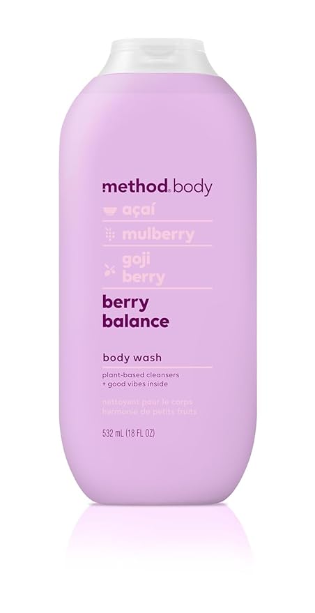 method Body Wash, Berry Balance - Leaves Skin Feeling Soft & Moisturized, Made Without Parabens, Notes of Acai, Mulberry & Goji Berry, 18 fl oz