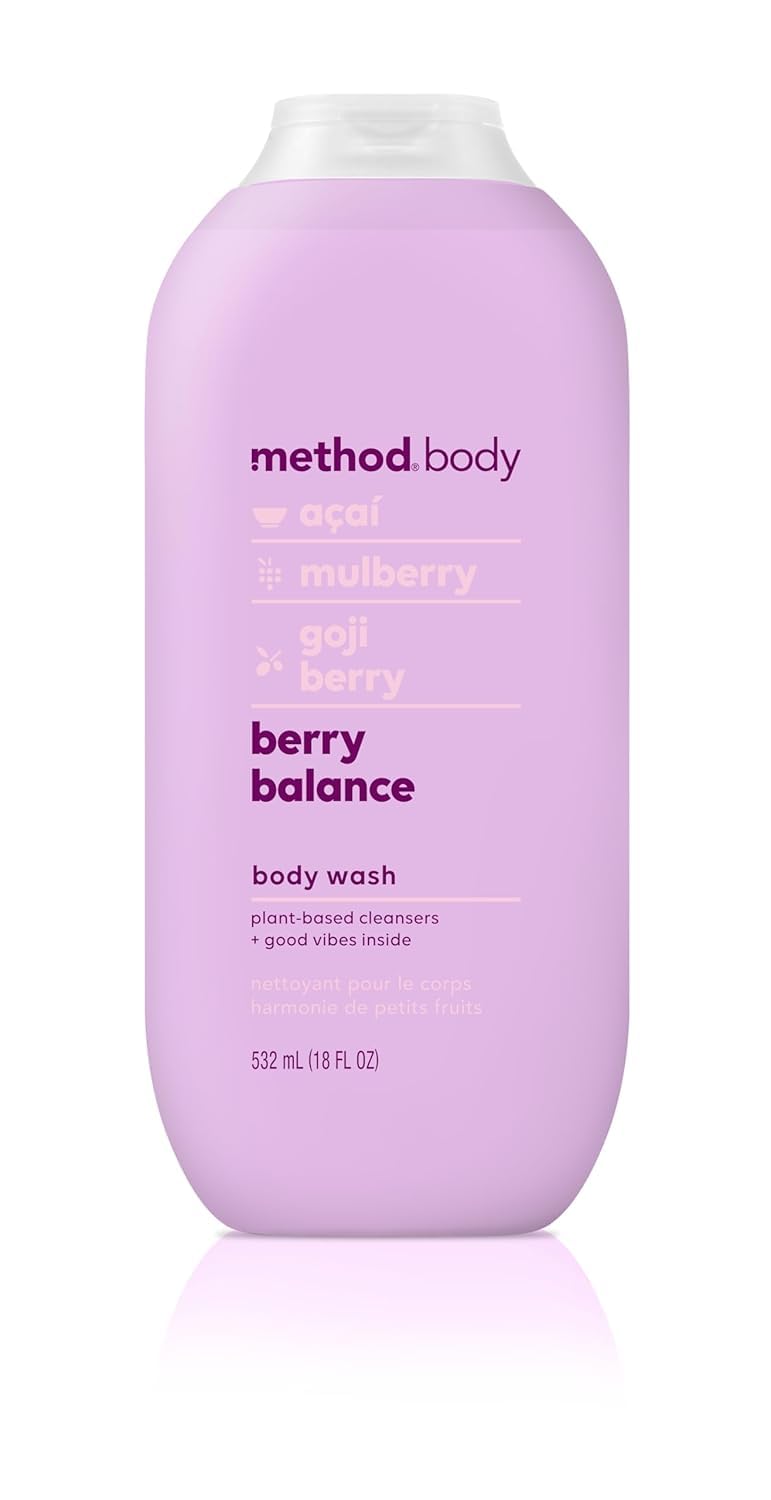 method Body Wash, Berry Balance - Leaves Skin Feeling Soft & Moisturized, Made Without Parabens, Notes of Acai, Mulberry & Goji Berry, 18 fl oz