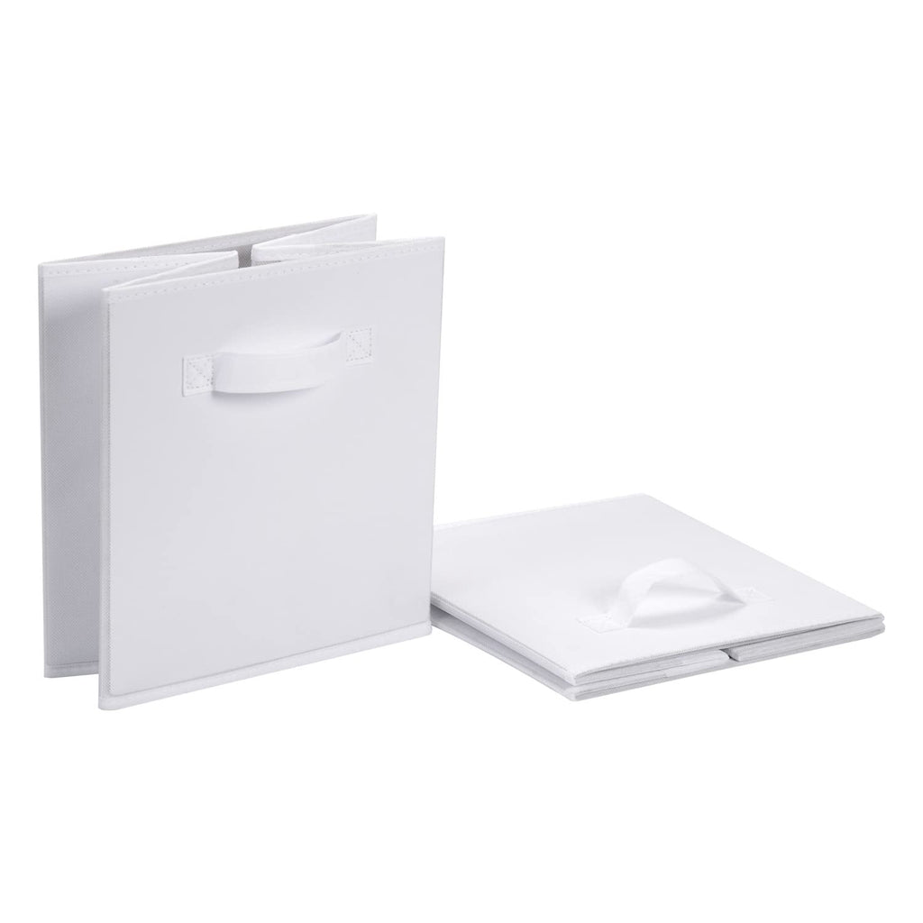 Amazon Basics Collapsible Fabric Storage Cubes Organizer with Handles, Sturdy Storage Bins, White, 10.5-x-10.5-x-11-inch, 6-Pack