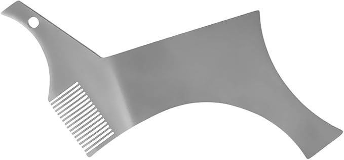 Stainless Steel Beard Shapers with Comb Beard Shaping Styling Tool Beard Shaping Template Guide Comb for Man Beard Trim Metal Stainless Steel Beard Styling Comb