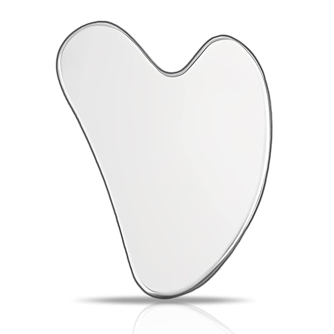 Gua Sha Facial Tools, Stainless Steel Guasha Tool for Face & Body, Gua Sha Tools for Puffiness Reducing & Jawline Sculpting Metal Guasha Tool for Women Self-Skincare, Silver