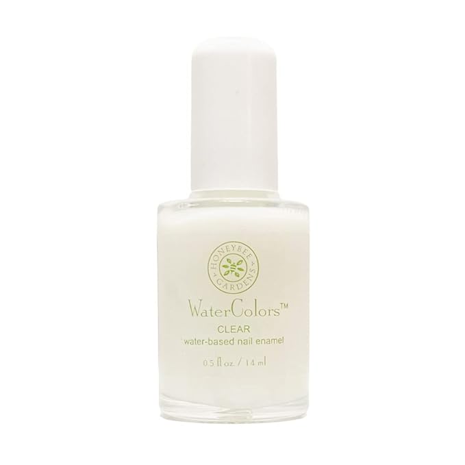 Honeybee Gardens Water-Based Nail Polish Clear - Gentle & Odorless Formula Nail Polish for Adults, Vegan Nail Enamel with Glossy Finish, Clear Water Colors for Natural Shine, Nail Care, 0.5 fl oz