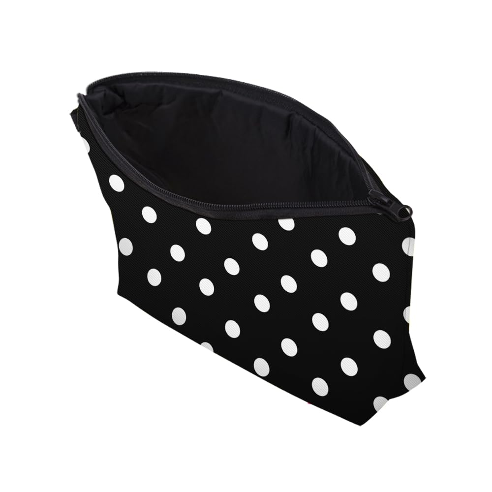 Loomifang Small Makeup Bag Cosmetic Bag for Women, Pretty Design Organizer Case with Zipper Closure, Lightweight and Water-Resistant Make Up Bag - 8.65"x 5.35" x 7.08"（Polka Dot）