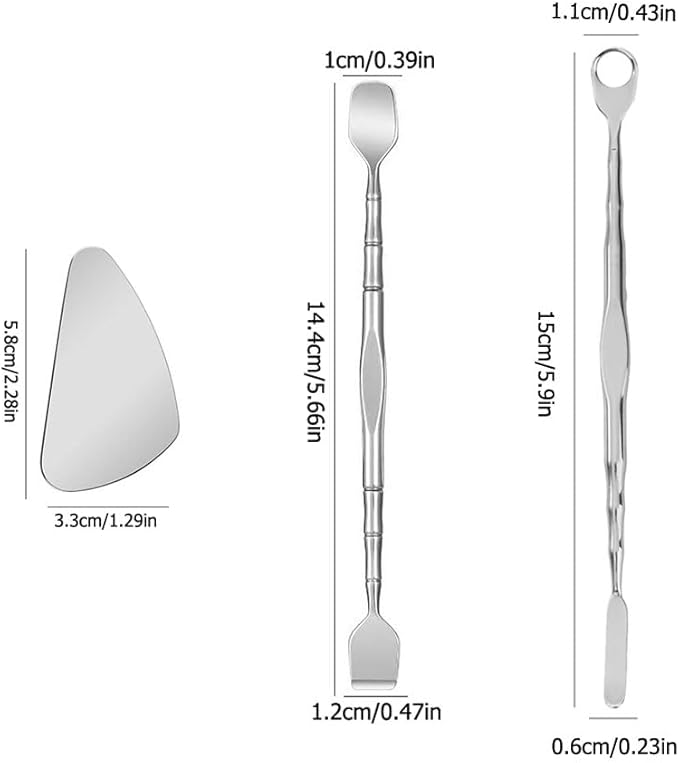 3 Pack Pore Prep Tool Blackhead Remover Tools Stainless Steel Face Scraper Skin Scrubber Spatula Pimple Popper Tool Kit Pimple Extractor for Cleaning Forehead Nose Blackhead Gunk Oil Acne