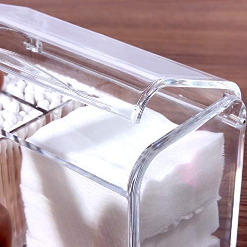 Sooyee Qtip Holder Dispenser for Cotton Ball Swab, Cotton Round Pads, Floss,3 Compartment Plastic Apothecary Jars,Bathroom Organization and Storage,Vanity Organizers and Storage,Clear