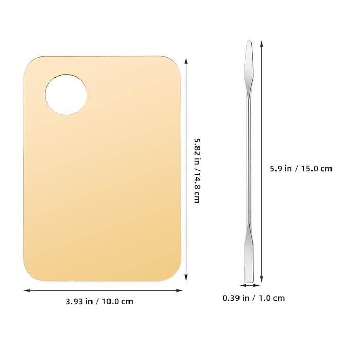 Healifty Makeup Mixing Palette Set 3pcs with Spatulas, Cosmetic Blending Plates for Foundation and Nail Art, Portable Acrylic and Metal Mixing Trays for Professional and Personal Use