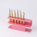 8 Holes Acrylic Tweezers Holder, Tweezers Stand Display Organizer for Eyelash Extension Supplies (Pink 8 Holes)