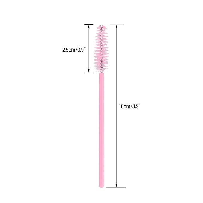 G2PLUS 300PCS Disposable Eyelash Brushes, Adjustable Mascara Wands Makeup Applicator Kits, Lash Spoolies Brushes for Eyelash Extensions and Eyebrows (Pink)