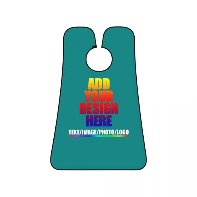Personalized Custom Beard Bib Apron Design Your Photo Text Logo Beard Hair Catcher Non-Stick Beard Shave Capes for Trimming Shaving Tropical Blue