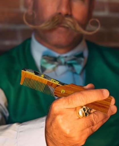 G.B.S Wooden Hair Comb for Men Pocket Folding Comb for Beard Wide Tooth Pack of 2