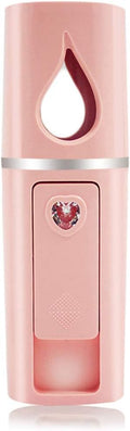 Portable Nano Facial Mister Mini Facial Steamer Atomization Eyelash Extensions with Mirror & 20ml Visual Water Tank (Pink)