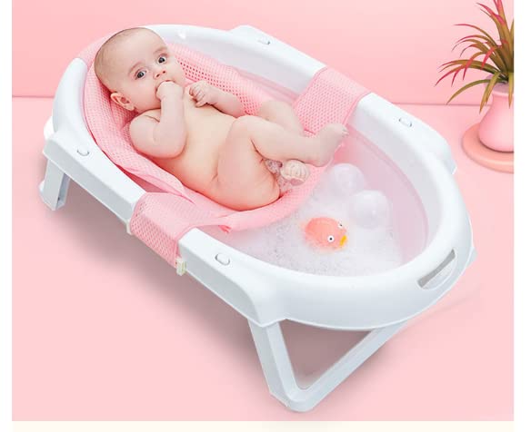 Breathable Mesh Newborn Baby Bath Mat Baby Tub Pillow Adjustable Non-Slip Bath Seat Pad Bath Cushion for Bathtub for 0-18 Months (NO TUB)