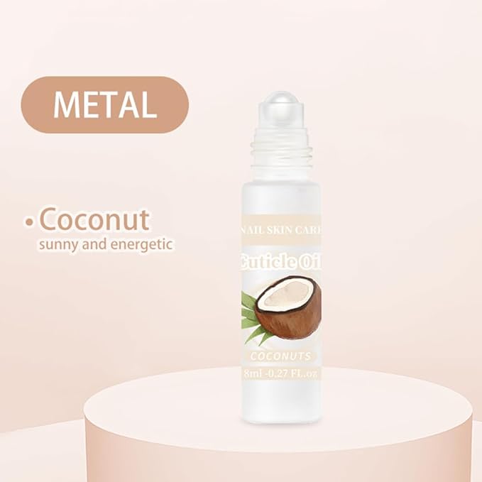 SULLMAR 2pcs Cuticle Oil Roller 8ml/0.27 FL.oz Nourishing Moisturizing for Convenient Portable Nail Cuticle Oil Rollerball for On the Go Hydration and Care(Coconut &Iris)